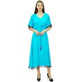 thumbnail image 1 of Bimba Robe Kaftan Longue en Rayonne pour Femme avec Pompon, Designer Chic, Maxi Caftan, 1 of 9