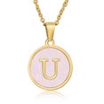 thumbnail image 1 of Colliers, Collier Lettre Coquille Mignonne pour Filles, Pendentifs Pièce pour Filles en Acier Inoxydable Colliers Initiale pour Femmes Bijoux Rond, 1 of 7