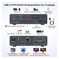thumbnail image 4 of USB C KVM Switch 2 Monitors 2 Computers 4K60Hz KVM Docking Station 10Gbps USB 3.2 Ports Dual Monitor KVM, 4 of 6