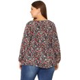 thumbnail image 4 of GRACE & GRANDEUR Plus Size Blouses for Women V Neck Button Up Ruffle Flowy Tunic Peplum Tops Black 1X, 4 of 6