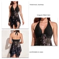 thumbnail image 2 of Bikini Set, Halterneck Comfortable Split Swimsuit  For Beach Black Print 5XL, 2 of 6