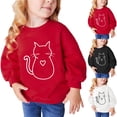 thumbnail image 5 of RXIRUCGD Chandails Molletonnés pour Petites et Grandes Filles, Chandail de Base en Molleton, Chandail à Capuchon Mignon Imprimé Chat, Col Rond, Manches Longues, Chandails, Hauts à Enfiler, Vêtements d'Automne et d'Hiver, Chandail Noir-B pour Filles Taille 5-6 Ans, 5 of 5