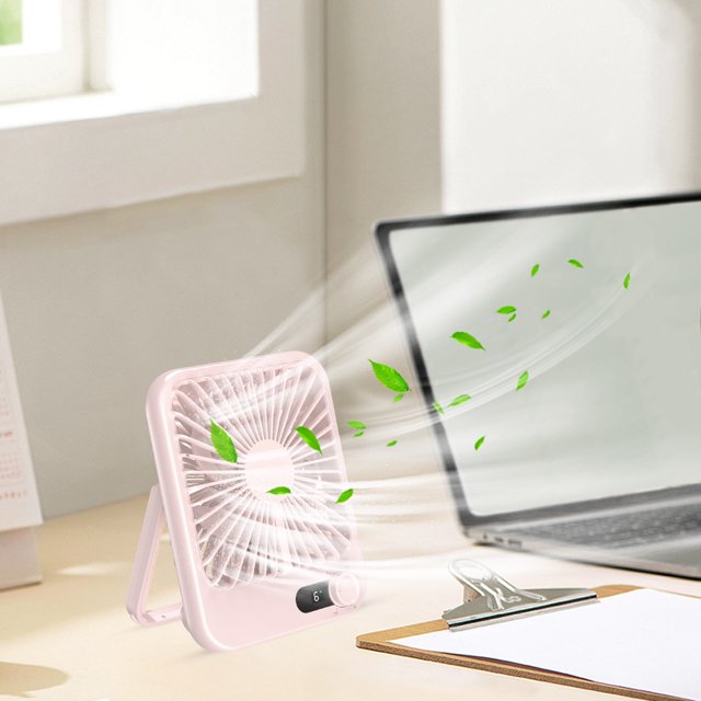 XYAIYT 2025 New Portable USB Desktop Fan with Digital Display,High Speed Folding Mini Fan for Home and Outdoor Use,Quiet and Rechargeable with Long Battery Life(Pink)