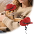 thumbnail image 1 of Stylish Western Cowboy Hat for Cats Carnival Halloween Party Role Play Accessory, 1 of 4