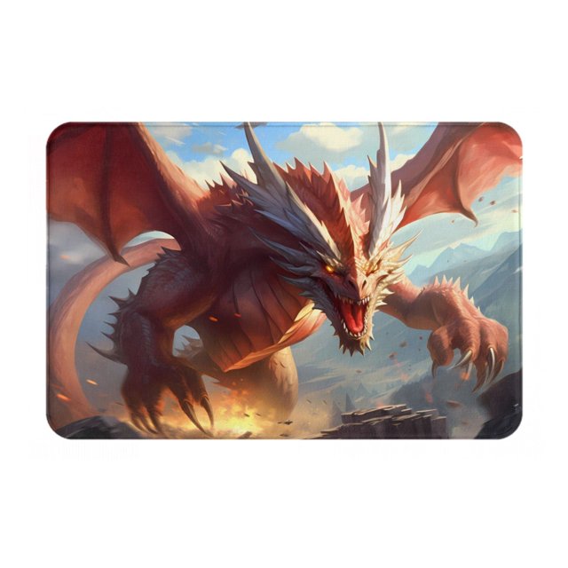 KLL Ferocious Dragon Fury Print Front Door Mat Indoor Outdoor Entrance, Non-Slip Mat All-Weather Doormat Indoor Outdoor Rug Patio Porch Entryway Mat, 23.6''x15.7''