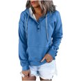 thumbnail image 1 of Yuyuzo Womens Hoodies Drawstring Button Collar Pullover Tops Casual Long Sleeve Fall Sweatshirts, 1 of 5