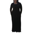 thumbnail image 2 of UKAP Ladies Dress Crew Neck Maxi Dresses Solid Color Swing Party Black M, 2 of 8