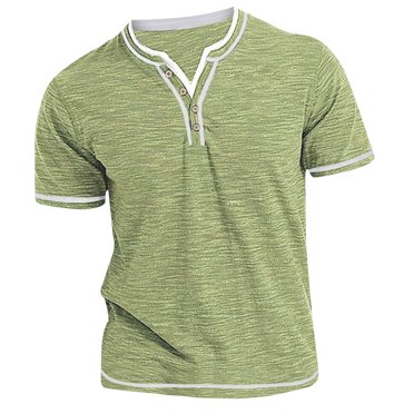 cfhntfmh Short Sleeve Tshirts for Men Soft V Neck Buttons Collared Tunic Shirts Casual Summer Muscle Stretchy Contrast Tees