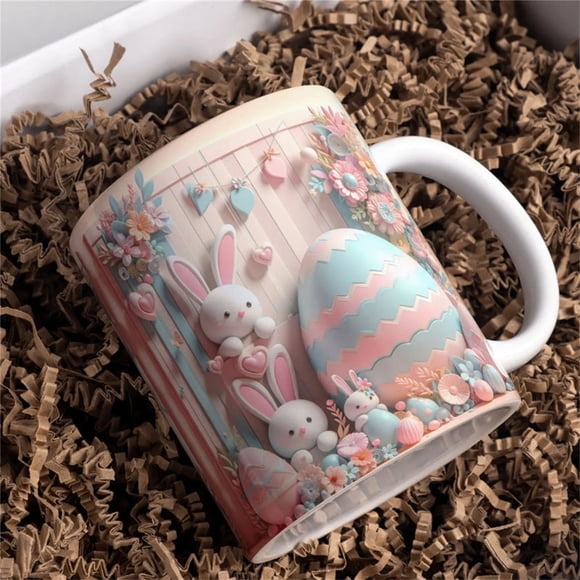 EGNMCR Cups 350ml Easter Bunny Ceramic Coffee Mug Tea Cup Valentine's Day mug mug