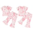 thumbnail image 4 of TopLLC Ensembles de Blouses et Chemises à Manches Courtes Col Rond Mode Décontractée pour Filles Hauts à Manches Courtes Col Rond Bouton Pantalons Longs Unis Girl Set, 4 of 9