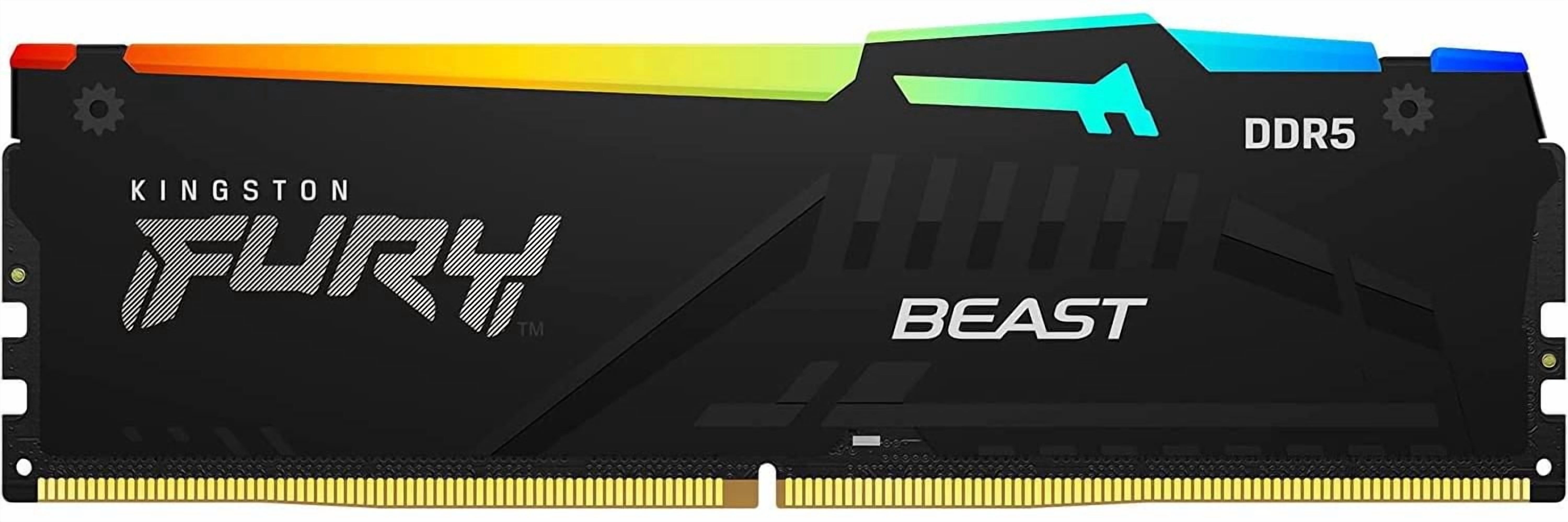 Kingston Fury Beast DDR5 RGB 16GB 5600MT/s DDR5 CL40 DIMM Desktop Gaming Memory Single Module (KF556C40BBA-16)
