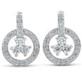thumbnail image 1 of 1ct Diamond Circle Three Stone Drop Dangle Earrings 14k White Gold, 1 of 1