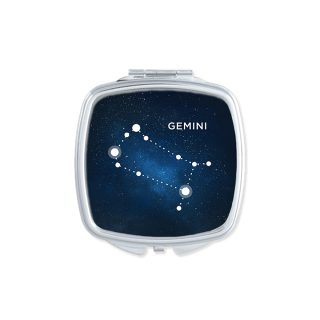 Geni Constellation Signe du Zodiaque Carré Miroir Portable Poche Compact Maquillage Double Face en Verre