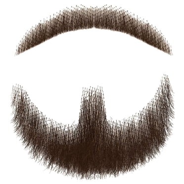 Fake Mustache, Human Hair Artificial Goatee Attached with Stickers, Realistic Beard Fake Facial Hair with Adhesives for Entertainment Drama Party Movie Prop, Brown