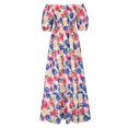 thumbnail image 3 of Womens Bohemian Floral Dresses Off-The-Shoulder Flowy A-Line Beach Party Maxi Dress Homecoming Dresses, 3 of 7