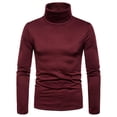 thumbnail image 1 of T-shirt à Col Roulé Uni pour Homme, Coupe Ajustée, Chandail à Enfiler Chaud, Chandail de Base, 1 of 9