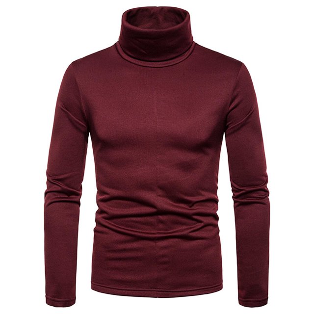 T-shirt à Col Roulé Uni pour Homme, Coupe Ajustée, Chandail à Enfiler Chaud, Chandail de Base