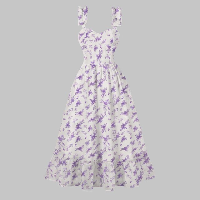 Ovzne Robes d'Été pour Femmes 2025 Robe de Plage Robe Décontractée pour Femmes Imprimée d'Été Grand Ourlet Sans Manches Robe à Col en V Robe de Vacances Imprimée Liquidation