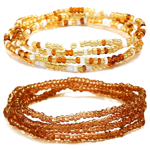 2PCS Women Waist Bead Chain Fashion Bead Body Chain Belly Chain for Beach