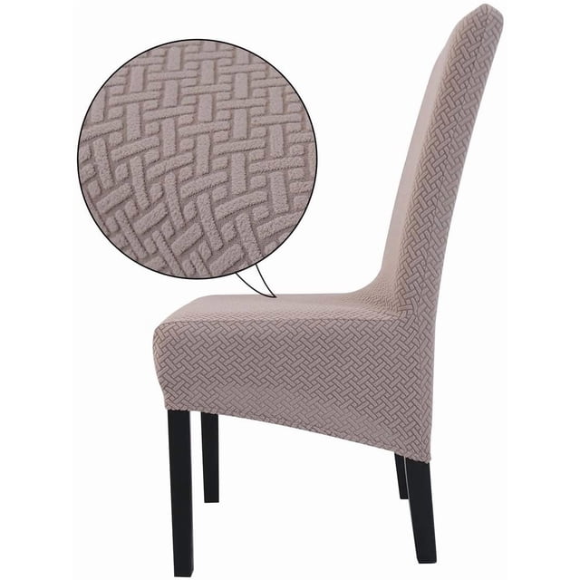 Large Size High Back Thicker Plush Dining Chair Covers Set of 6, Elastic Kitchen Chair Slipcovers Removable Nonslip for Hotel Dining Room Ceremony Banquet Wedding Party
