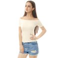 thumbnail image 3 of INSPIRE CHIC Women's Off The Shoulder Tops Short Sleeve Cropped Blouse White M, 3 of 6