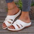 thumbnail image 3 of Womens Orthopedic Slides Sandals Comfortable Leather Peep Toe Walking Slip on Summer Shoes with Arch Support, 3 of 6