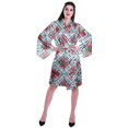 thumbnail image 2 of Moomaya Printed Womens Kimono Sleeve Robes Satin Silk Getting Ready Bridal Robe Coverup, 2 of 7