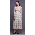 thumbnail image 3 of Bimba Robe Maxi à Volants pour Femmes, Florale, Manches Bishop, Col Rond, Taille Smockée - Xxx-Grand, 3 of 5