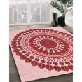 thumbnail image 3 of Ahgly Company Tapis d'Aire Intérieur Lavable à la Machine, Carré, Transitionnel, Rouge, 8 Pieds Carré, 3 of 7