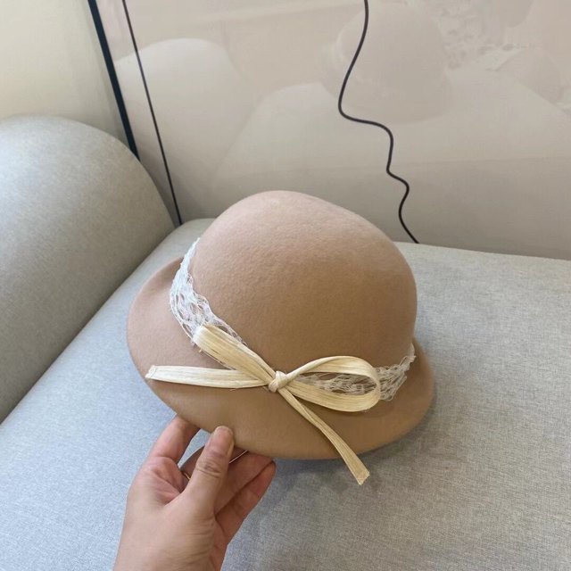LinYooLi French High-End Lace Mesh Wool Top Hat For Women In Autumn And Winter, British Style Fisherman Hat, Retro And Elegant Small Basin Hat