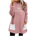 thumbnail image 1 of Penkiiy Chandails en Molleton Doublés Sherpa pour Femmes Col Rond Chandail Molletonné Chaud d'Hiver avec Poches 2024 L Rose, 1 of 6