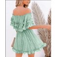 thumbnail image 3 of Women‘s Summer Off Shoulder Dress Pleated Flowy Neck Belt Printed Dress, 3 of 4