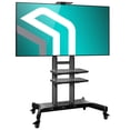 thumbnail image 1 of ONKRON Support TV Mobile avec Roues - Support TV Roulant pour Téléviseurs à Écran Plat LED LCD de 50 à 83 Po Ou Incurvés jusqu'à 200 Lb - Chariot TV à Hauteur Réglable avec Tablettes - Support TV Portable (TS1881) Noir, 1 of 10