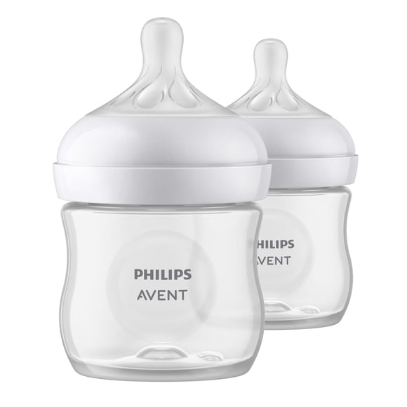 Philips Avent Natural Baby Bottle With Natural Response Nipple, Clear, 2x4oz Bottles, SCY900/02