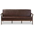 thumbnail image 3 of Baxton Studio Bianca Sofa en Similicuir Brun Foncé et Brun Noyer, 3 of 8