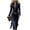 Navy, variant on Women's Western Fringe Dress, Long Sleeve Midi Dress with Tassels, Lapel Collar and Front Zipper, Casual Cowgirl Style Dress for Daily Wear