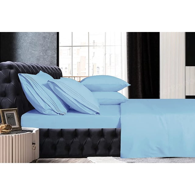 Mocassi 1800 Series Sheet Set 6 Pieces Deep Pocket Queen Aqua Blue
