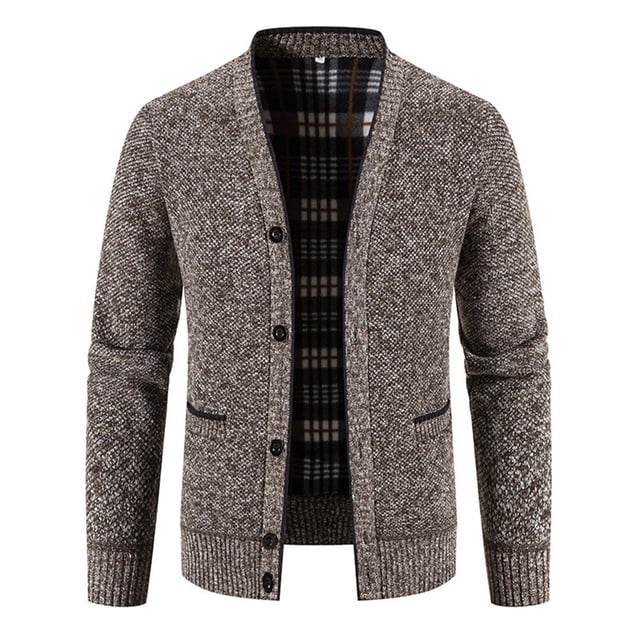 Grrvtrz Men Cardigans Sweaters Winter Thicker Warm Sweaterscoats Outwear V-Neck Casual Button Down Slim Fit Sweaters with Pockets