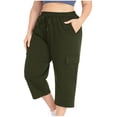 thumbnail image 2 of Wlynlyn Plus Size Capri Pants for Women Drawstring High Waisted Sweatpants Straight Leg Summer Cropped Trousers Size XXL, 2 of 7