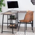 thumbnail image 1 of Homycasa L-Shaped Corner Computer Desk Home Office with Open Shelf, Vintage Brown, 1 of 9