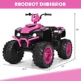 thumbnail image 2 of Costway 12V Kids 4-Wheeler ATV Quad Ride On Car w/ LED Lights Music  USB Pink, 2 of 10