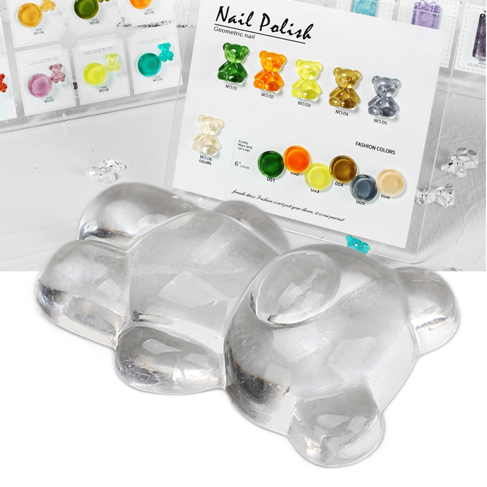 Nail Polish Color Card, Nail Art Color Card Acrylic Cute Cartoon Bear Shaped  for Nail Salon for Nail Artist