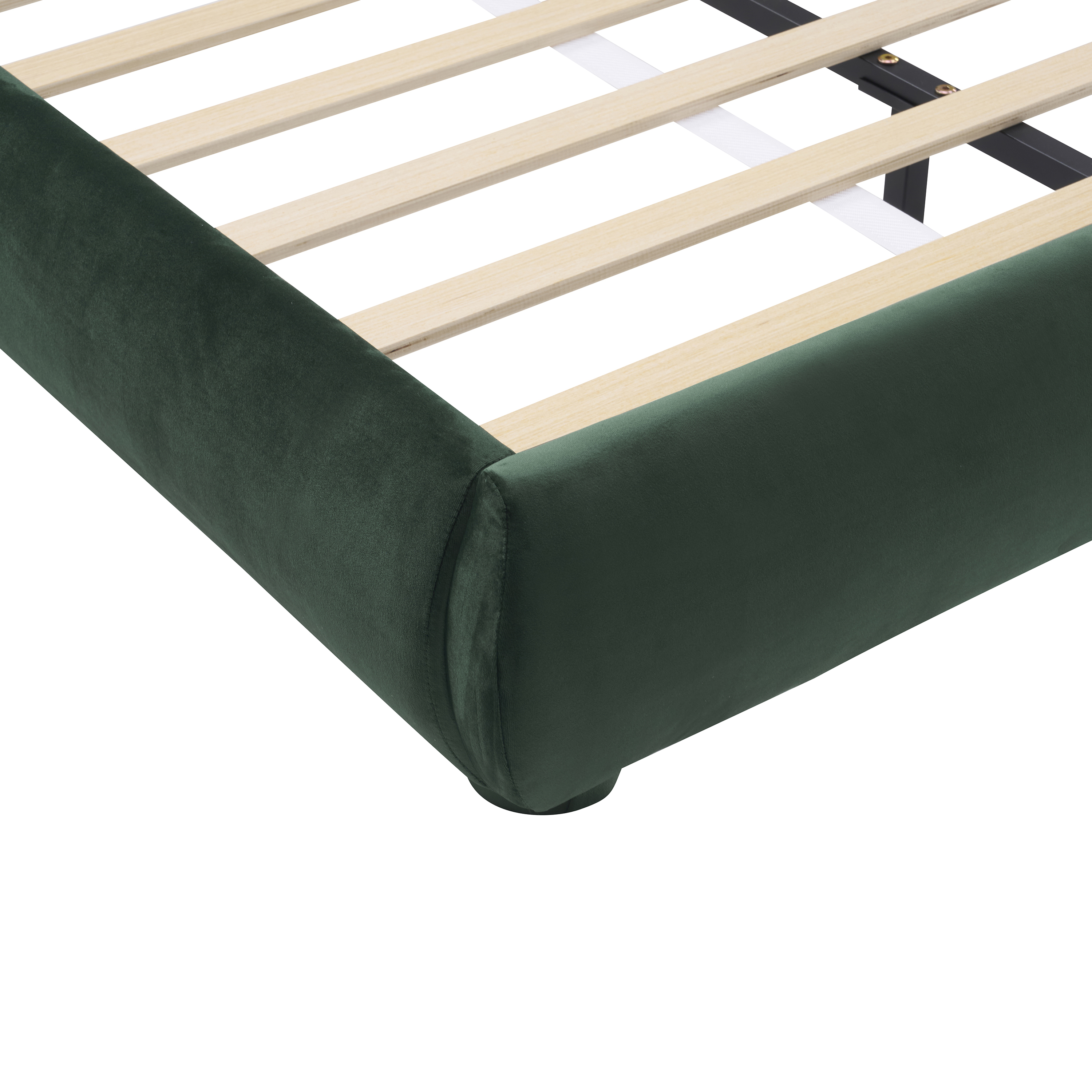 Noble House Lit rembourré Style King Cream, tête de lit en tissu texturé courbé avec structure solide, vert foncé