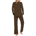 thumbnail image 5 of Tnhcen Ensemble de Pyjamas pour Femmes 2 Pcs Ensemble de Détente Col Rond Haut à Manches Longues Pantalon Taille Haute avec Poches P-3TG, 5 of 5