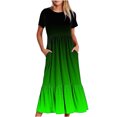 thumbnail image 1 of Penkiiy Robe à Manches Courtes pour Femmes à Imprimé Dégradé, Ample, Unie, Décontractée, d'Été, Fluide, à Étages, Longue Maxi avec Poches, TG, Vert, 1 of 7