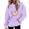 thumbnail image 1 of Plebaso Sweat à Capuche Imprimé Cœur pour Femmes, Manches Longues, Pull Ample avec Poches, 1 of 5