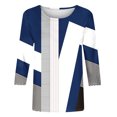 thumbnail image 3 of Baikeli T-Shirt pour Femmes, Manches 3/4, Dégradé Tendance, Col Rond Classique, Blouses Décontractées Printemps 2024, 3 of 4