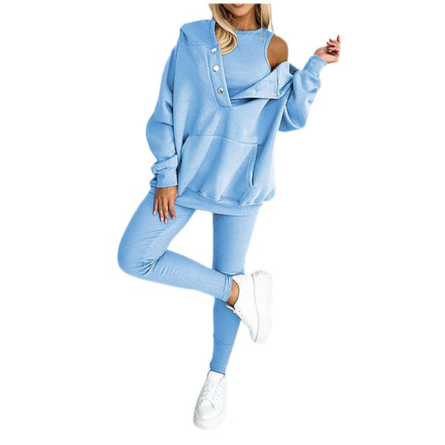 2025 Women Hoodie and Womens Plus Size Jumpsuits and Rompers Trousers Suits Tracksuit for Plus Size Suits for Wedding Men and Women Solid Color Hoodie Vest and Sweatpants Three Piece