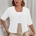 thumbnail image 2 of Women's Plus Size Cropped Cardigan Shrugs Short Sleeve Button Down Ribbed Knit Sweater Summer Kimono, 2 of 6