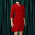 thumbnail image 4 of Gspmoly Robe pour Femmes, Robe Décontractée Ajustée Plissée avec Ceinture à Manches Trois Quarts à Col en V, Robe Colorée, Robes de Soirée pour Femmes jusqu'à 60 % de Rabais, 4 of 8